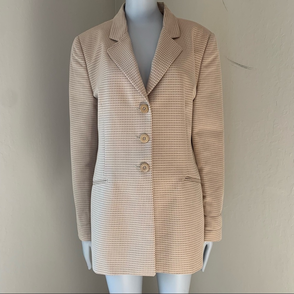 New ZANELLA Amanda Cotton Blend Woven Tan Blazer Made in Italy Career Tailored - Picture 13 of 15